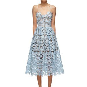 Self-Portrait Azalea Blue Lace Midi Dress Size 6